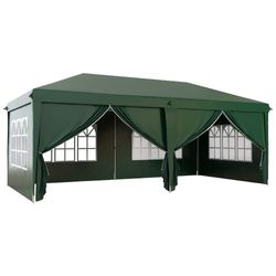 Outsunny 3x6m Garden Pop Up Gazebo With Sidewalls Windows Carry Bag Black - Quick Assembly Outdoor Party Shelter