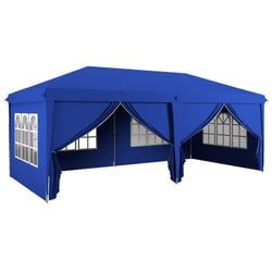 Outsunny 3x6m Garden Pop Up Gazebo With Sidewalls Windows Carry Bag Black - Quick Assembly Outdoor Party Shelter