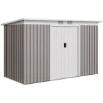 Outsunny 9ft By 4ft Metal Garden Shed With Foundation Kit And Double Doors - Durable Galvanised Steel