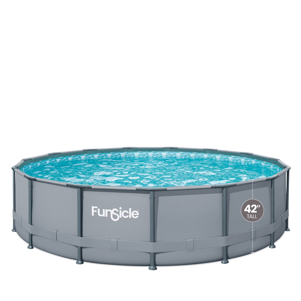 Funsicle 15ft Oasis Above Ground Metal Frame Swimming Pool - Easy Setup SmartConnect Pro Poles TwoInOne Skimmer