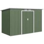 Outsunny 9ft By 4ft Metal Garden Shed With Foundation Kit And Double Doors - Durable Galvanised Steel