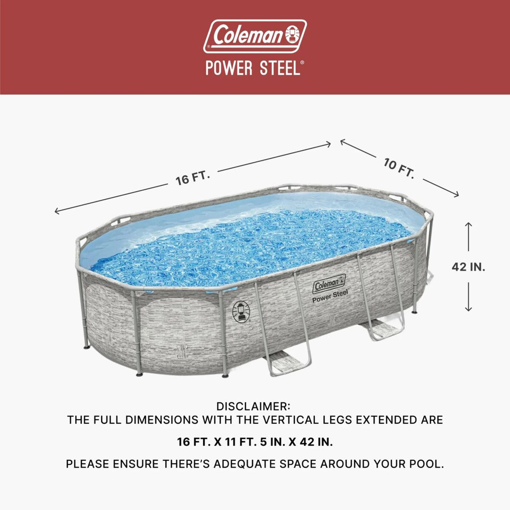 Coleman Power Steel Oval Above Ground Pool Set - Durable Steel Frame With ClickConnect Joints For Easy Assembly