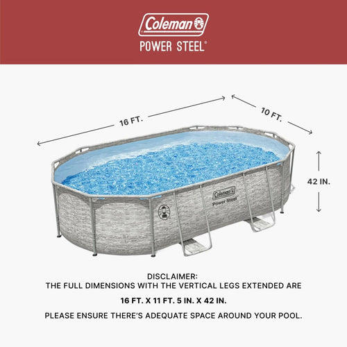 Coleman Power Steel Oval Above Ground Pool Set - Durable Steel Frame With ClickConnect Joints For Easy Assembly