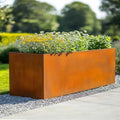 Woven Wood 100cm Corten Steel Trough Planter - Pre-Rusted