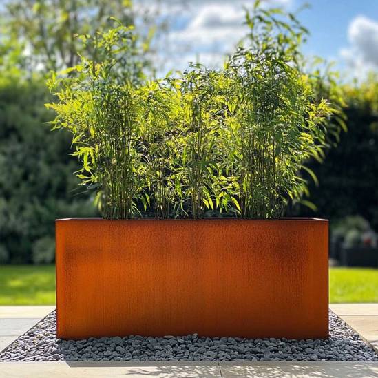Woven Wood 100cm Corten Steel Trough Planter - Pre-Rusted