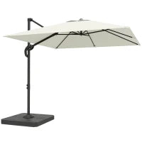 Outsunny Cantilever Parasol 2.4m By 2.4m With Umbrella Weights - UPF50+ UV Protection And Easy Tilt Adjustment