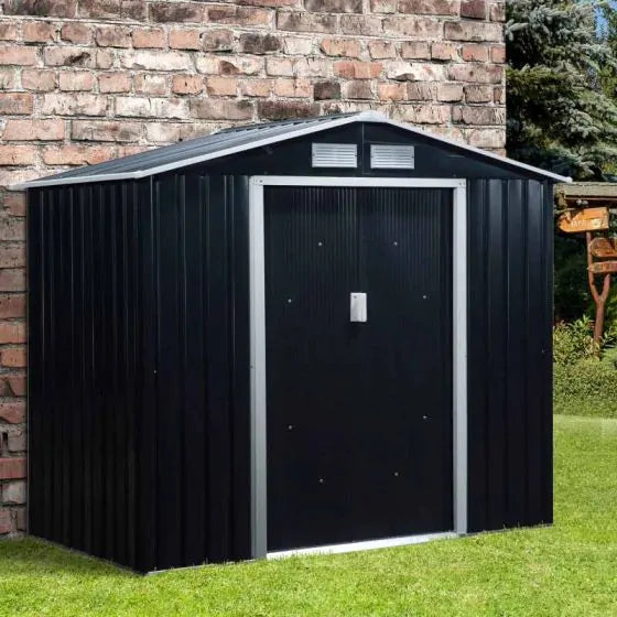 Outsunny 7 x 4ft Lockable Large Metal Garden Shed - Dark Grey - 845-030CG