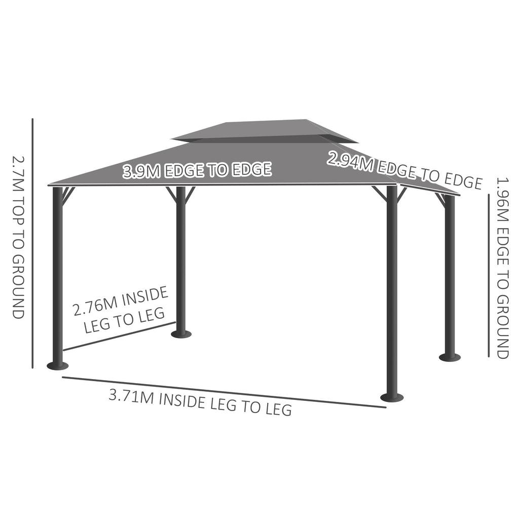 3 x 4m Aluminium Garden Gazebo, Pavilion Party Tent with Nets and Curtains, Light Grey