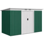 Outsunny 9ft By 4ft Metal Garden Shed With Foundation Kit And Double Doors - Durable Galvanised Steel